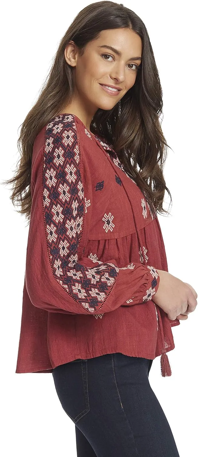 Ella Moss Women's Marths Ballooned Sleeve Peasant Top