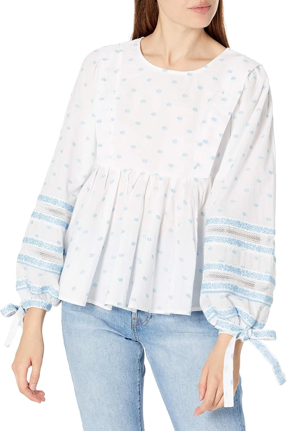 Ella Moss Women's Waverly Puff Long Sleeve Babydoll Style Top