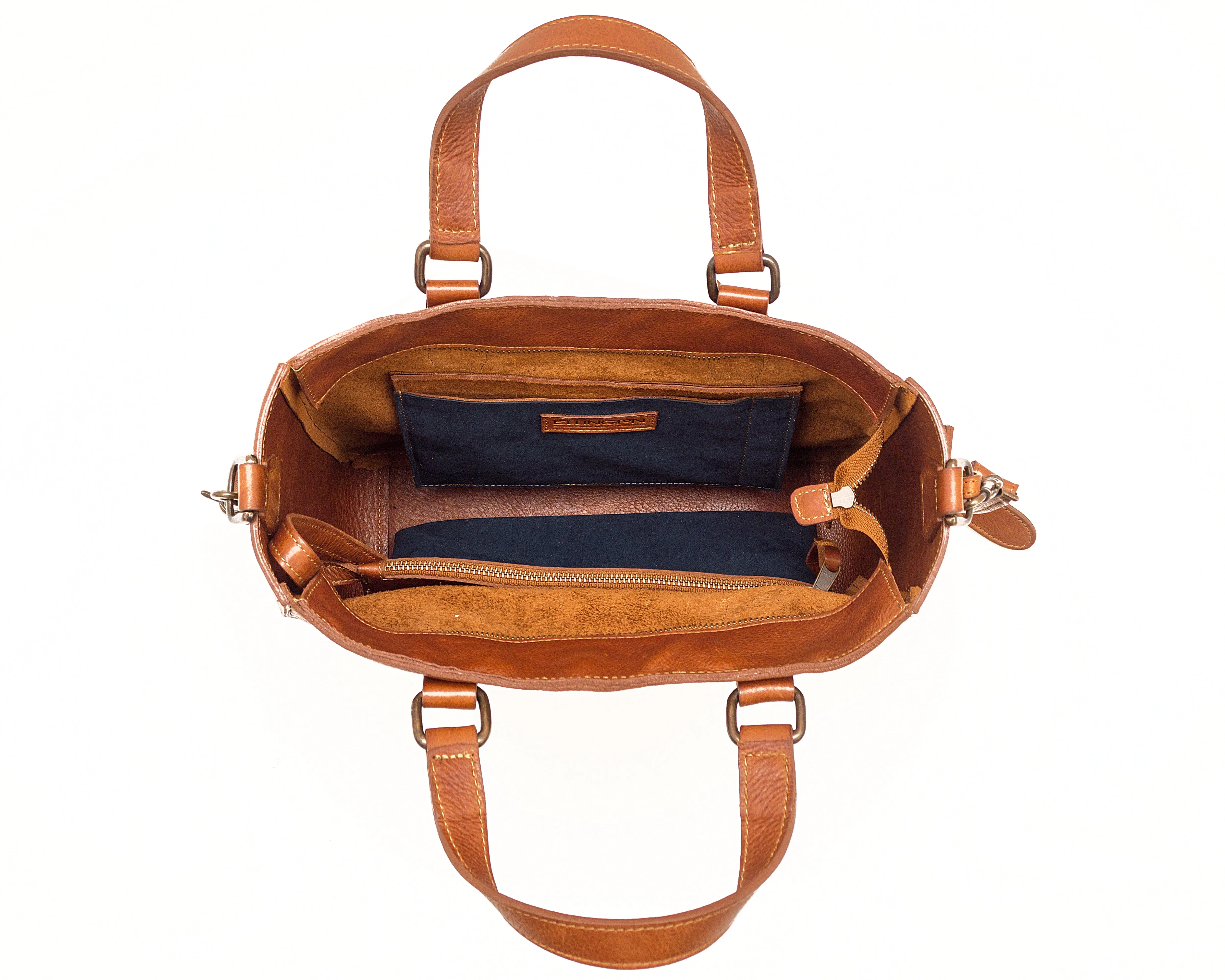 Ellington Leather Market Tote w/ Zippered Pouch by Mission Mercantile Leather Goods