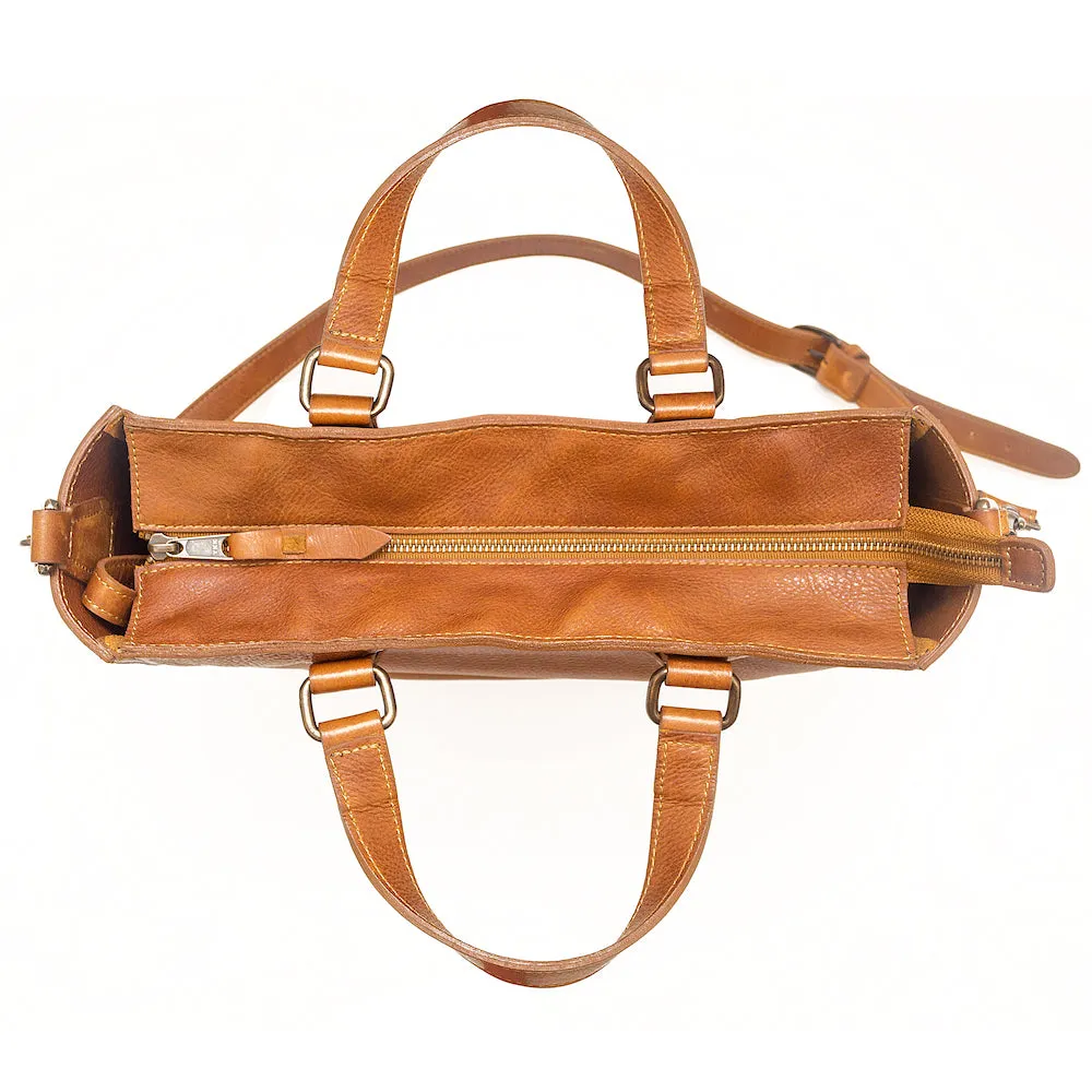 Ellington Leather Market Tote w/ Zippered Pouch by Mission Mercantile Leather Goods