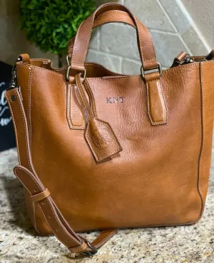 Ellington Leather Market Tote w/ Zippered Pouch by Mission Mercantile Leather Goods