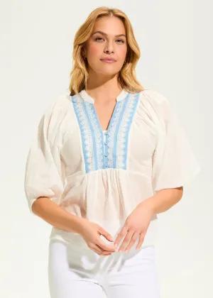 Embellished Appliqué Blouse, White