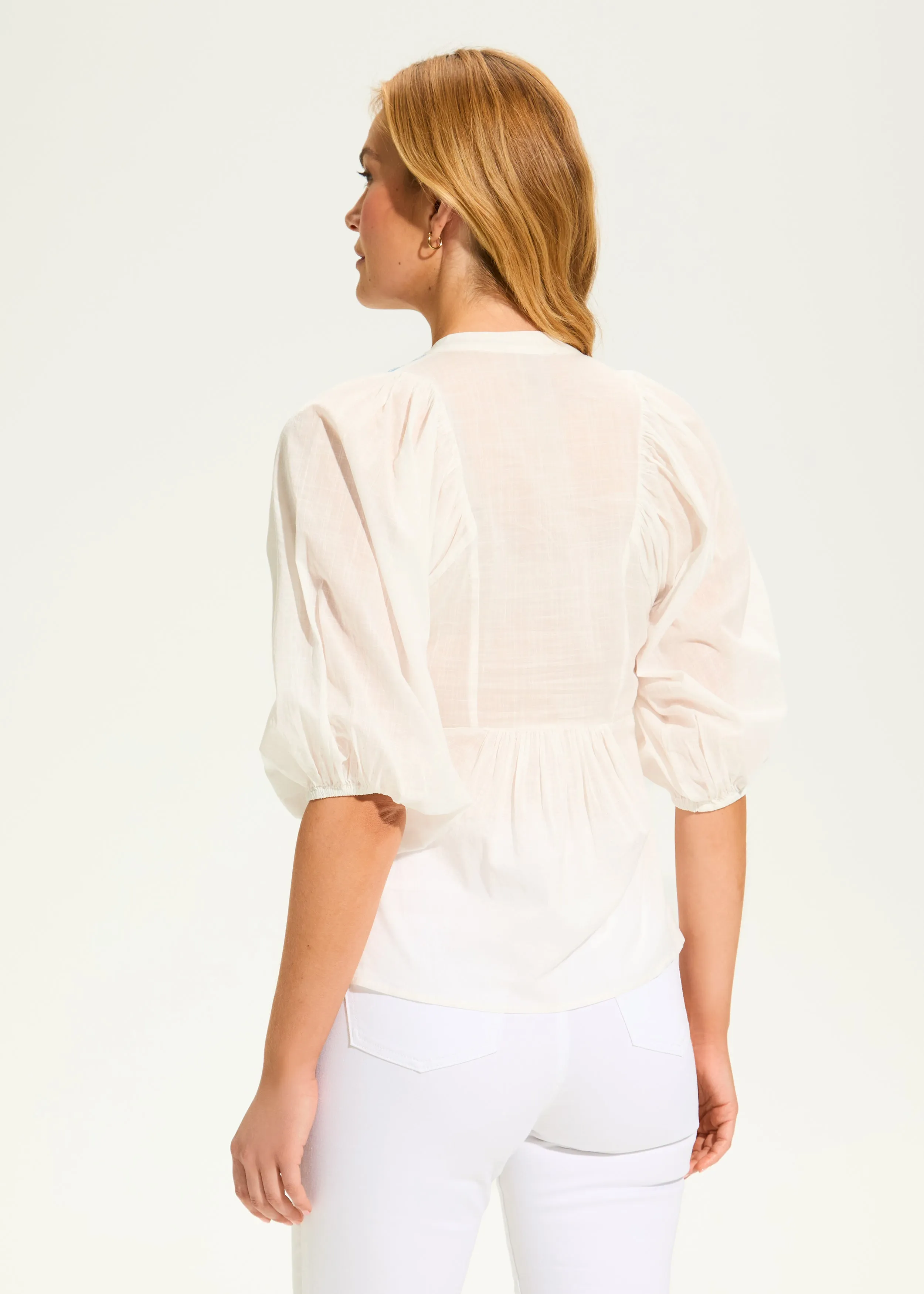 Embellished Appliqué Blouse, White