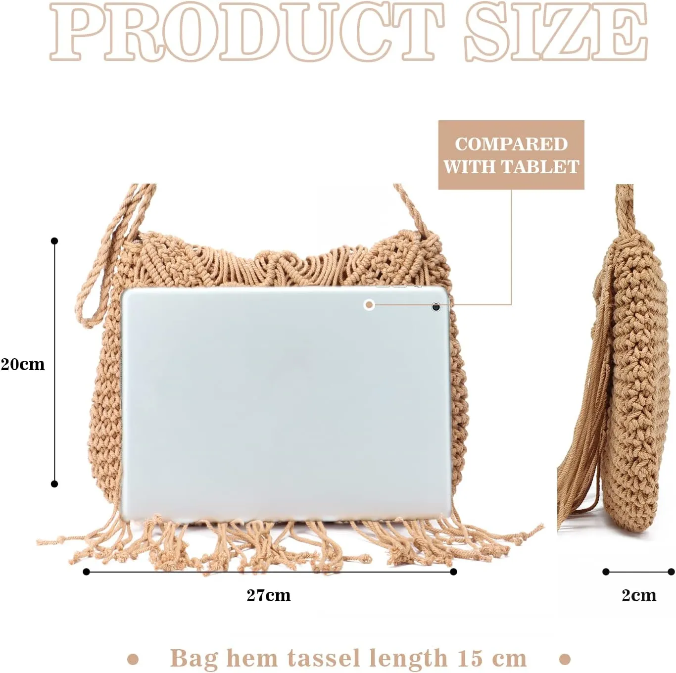 Emprier Retro Crochet Crossbody Shoulder Bag for Women Woven Fringe hobo bags Summer Beach Handmade Purse