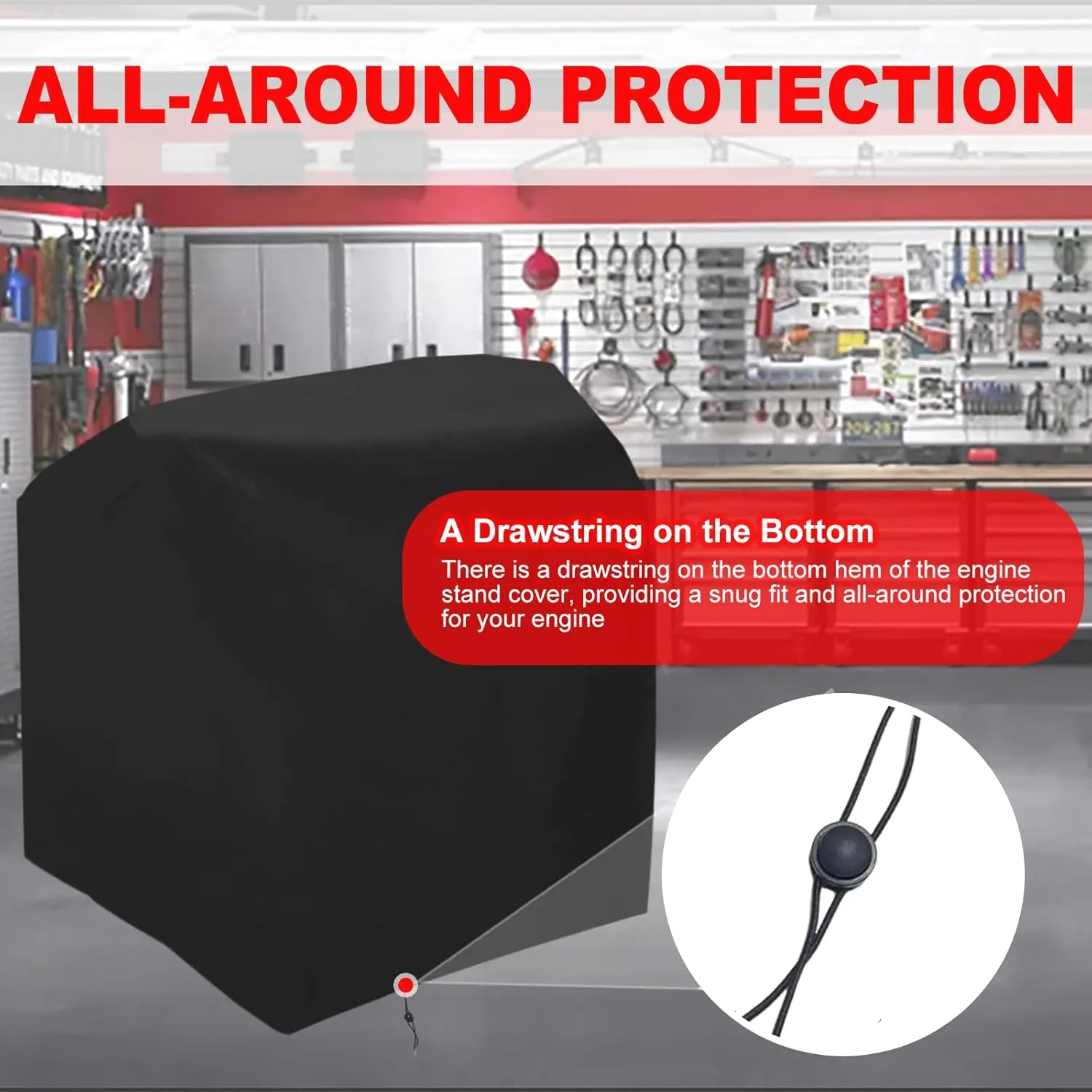 Engine Storage Bag, Heavy Duty 420D Oxford Cloth, 40"W x 19.5"D x 40"H Engine Bag Cover, Black