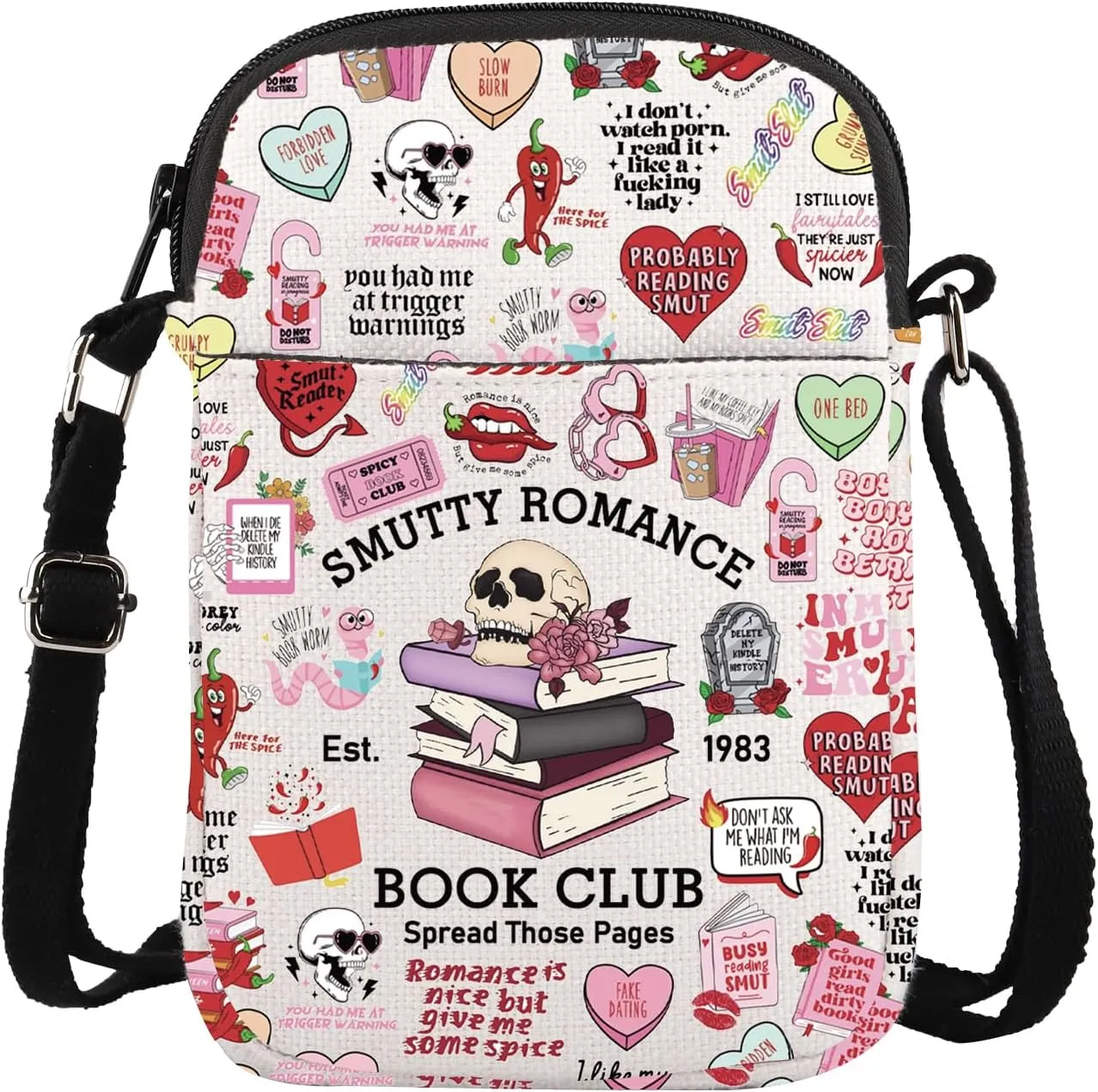 ENSIANTH Smutty Romance Book Club Gift Literature Bookish Gift Smut Bookworm Crossbody Bag Spicy Book Reader Messenger Bag