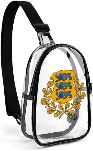 Estonia National Emblem Unisex Small Sling Bag Transparent Chest Pack Travel Hiking Crossbody Bag