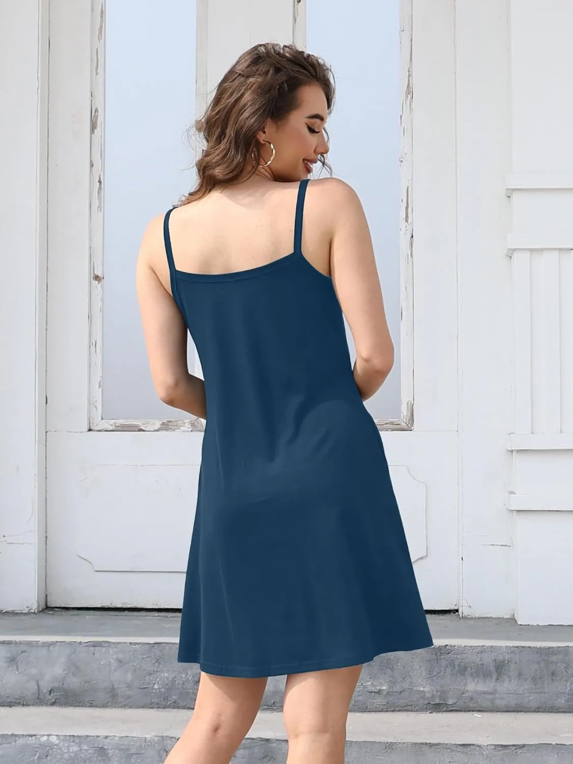 ETCYY Women's Summer Dresses 2025 Casual Sleeveless V Neck Loose Cover Up Beach Sundresses with Pockets