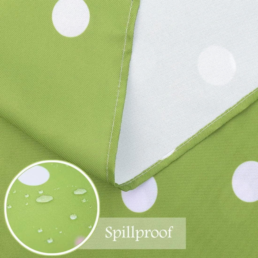 Eternal Beauty Outdoor Rectangle Tablecloth with Umbrella Hole Zipper for Spring Summer Patio Picnic Tables,60X 84(Green Polka Dot)