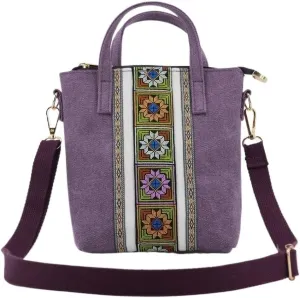 Ethnic Style Embroidery Crossbody Bag For Women Canvas Small Handbag For Mobile Phones