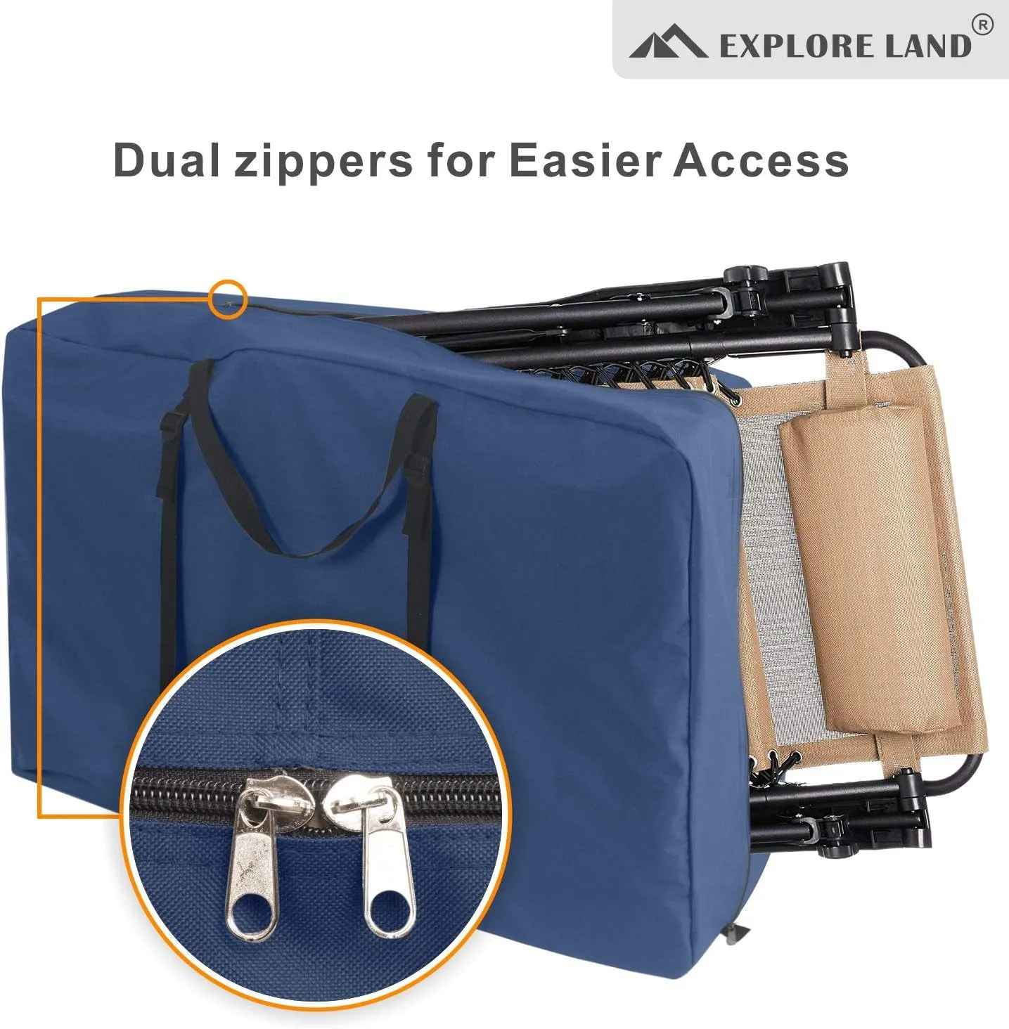 Explore Land Heavy Duty Chair Storage Bag for Folding Longue Zero Gravity Light Weight Transport Folding Rollator Walker (Bule)