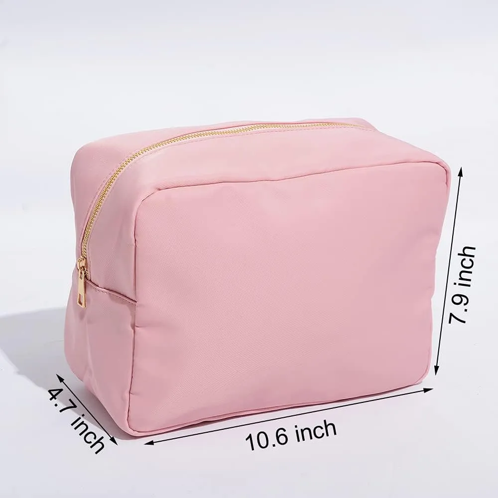 Extral Large Cosmetic Bag Makeup Pouch Bag Case, Nylon Travel Set (9#Pink,XL)