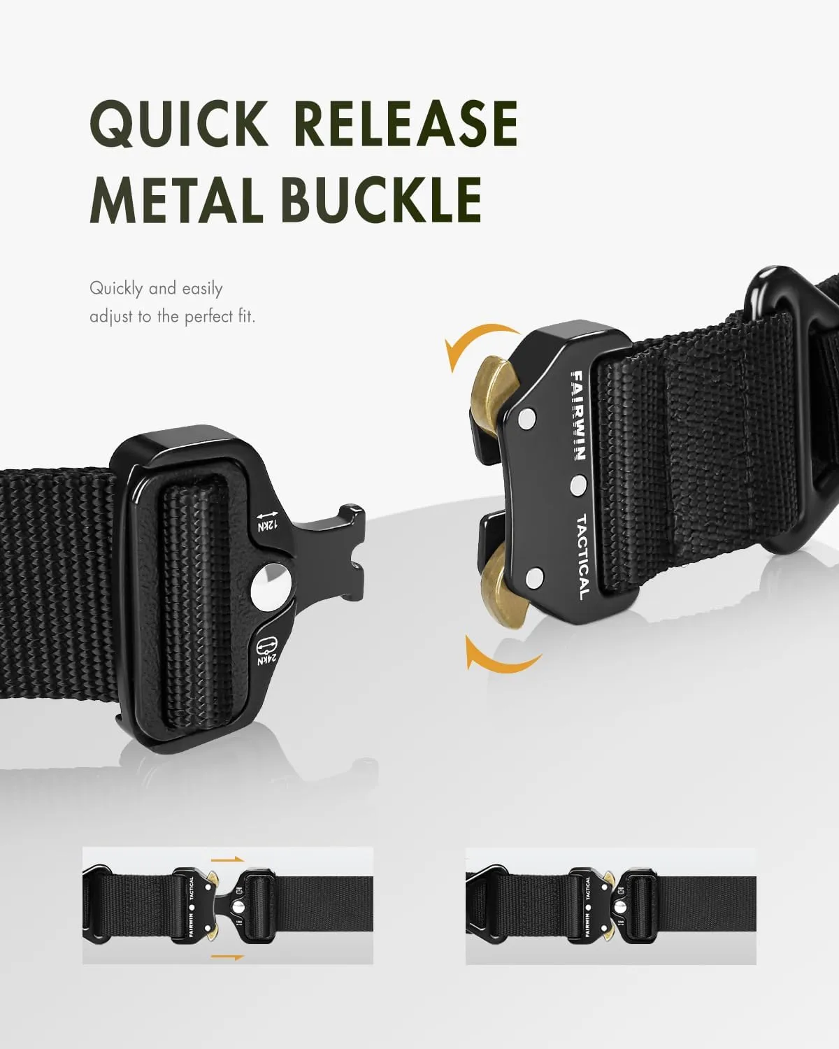 FAIRWIN Tactical Rigger Belt, 1.7 Inches Mens Nylon Webbing Utility Belt with V-ring Heavy-Duty Quick-Release Buckle