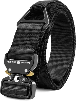 FAIRWIN Tactical Rigger Belt, 1.7 Inches Mens Nylon Webbing Utility Belt with V-ring Heavy-Duty Quick-Release Buckle