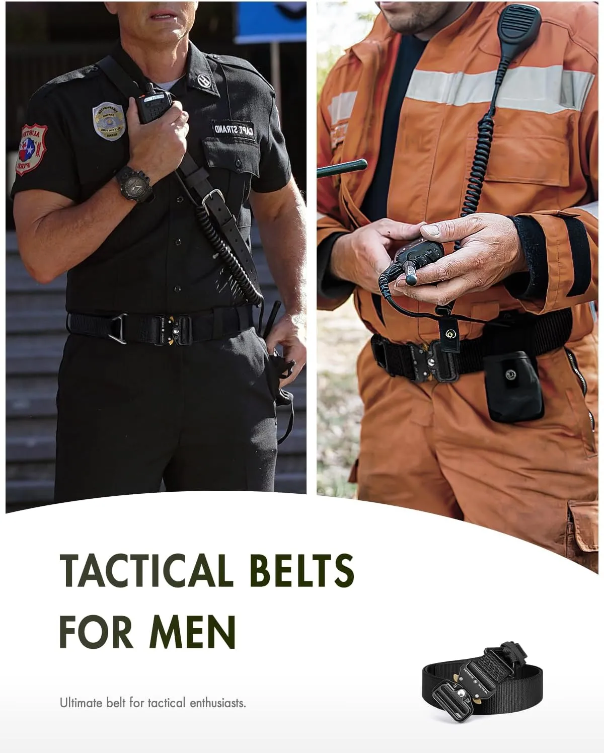 FAIRWIN Tactical Rigger Belt, 1.7 Inches Mens Nylon Webbing Utility Belt with V-ring Heavy-Duty Quick-Release Buckle