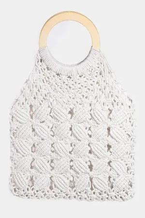 Fame Boho Braided Wooden Top Handle Bag