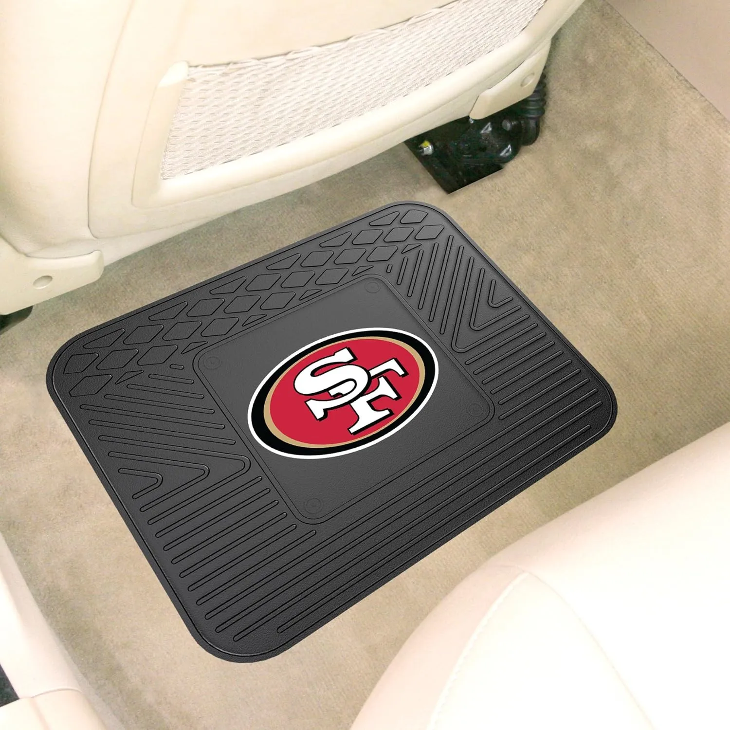 FANMATS 9973 San Francisco 49ers Back Row Utility Car Mat - 1 Piece - 14in. x 17in., All Weather Protection, Universal Fit, Molded Team Logo