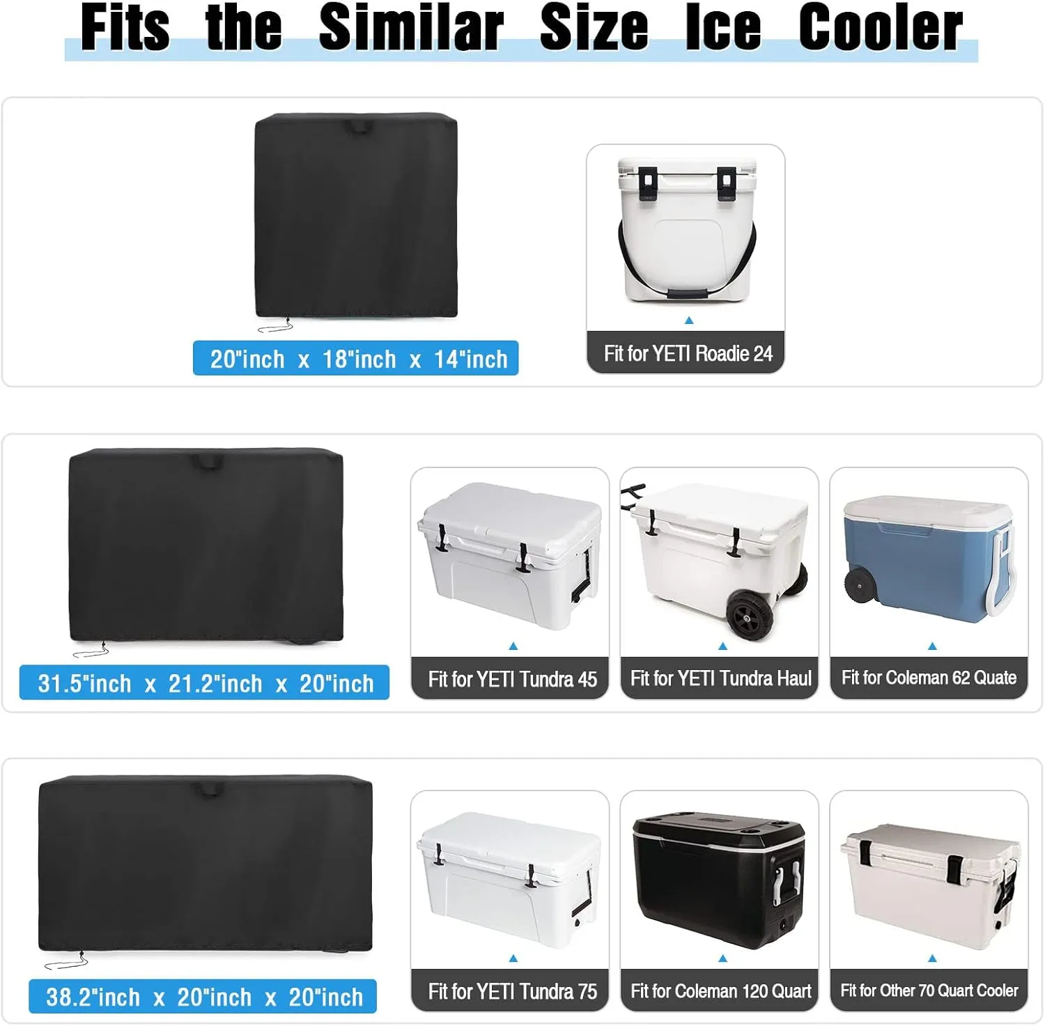 Fenghome Heavy Duty Waterproof Cooler Cover for Portable Ice Chests