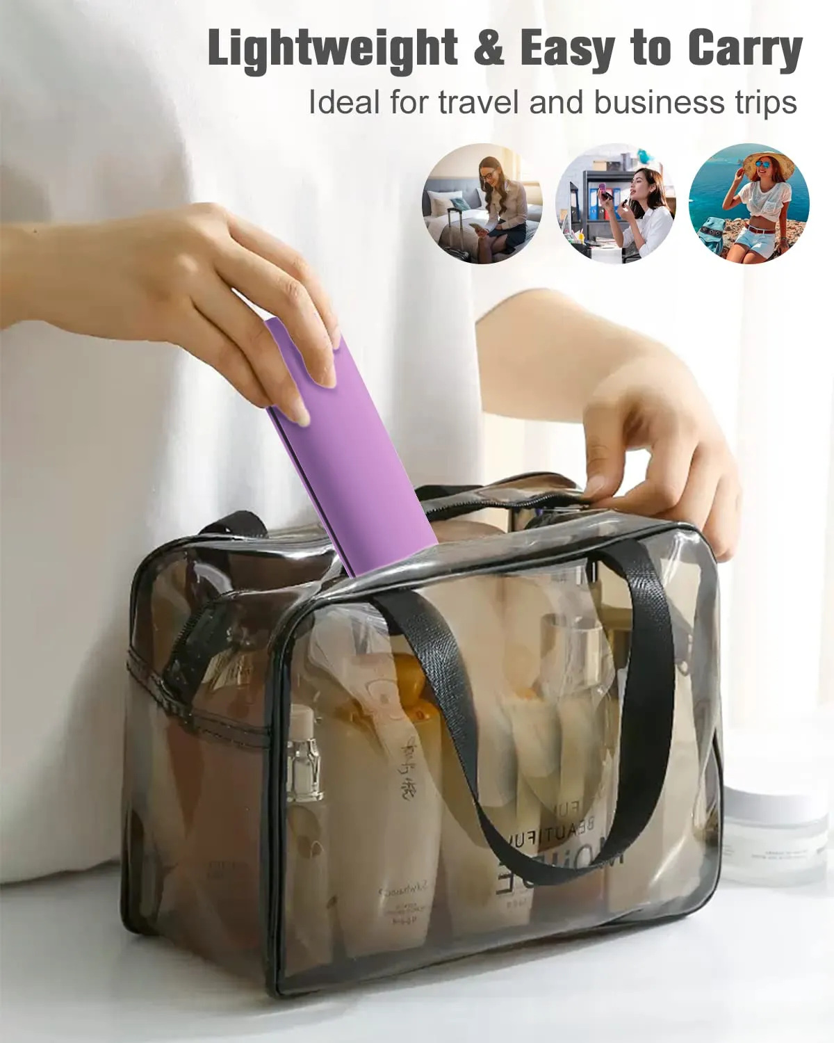 FERYES Makeup Brush Holder, Magnetic Anti-fall Out Silicon Portable Cosmetic Face Brushes Holder, Soft and Sleek Makeup Tools Organizer for Travel- Purple