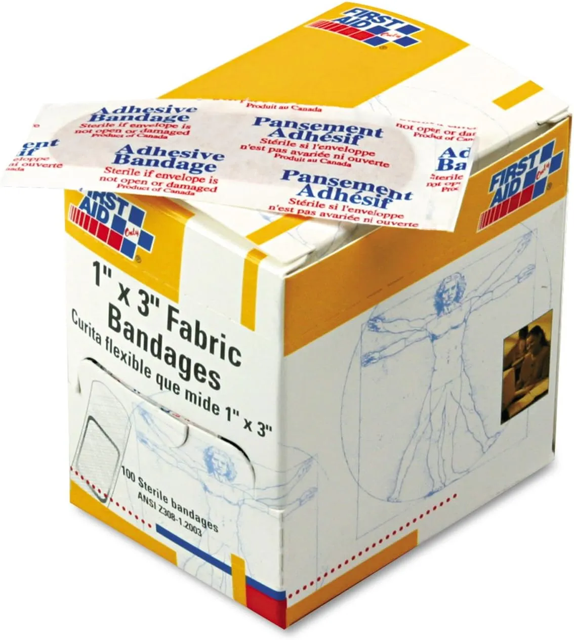 First Aid Only G122 Fabric Bandages 1-Inch x 3-Inch 100/Box