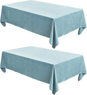 Fitable Linen Textured Square Tablecloths 2 Pack, Waterproof Fabric for 4 Ft Card/Coffee Tables, Holiday Covers for Kitchen, Party, Farmhouse (Turquoise, 54 x 54 Inch)