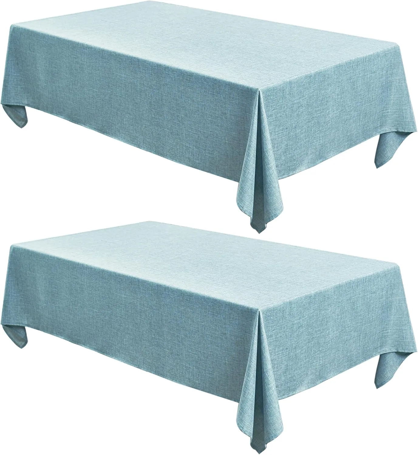 Fitable Linen Textured Square Tablecloths 2 Pack, Waterproof Fabric for 4 Ft Card/Coffee Tables, Holiday Covers for Kitchen, Party, Farmhouse (Turquoise, 54 x 54 Inch)