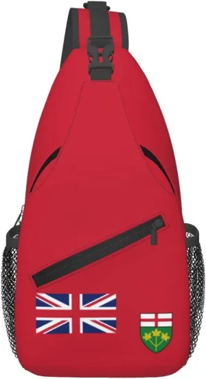 Flag Of Ontario Crossbody Bags For Women Men Chest Backpack Gym Shoulder Bag Travel Outdoor Sports Casual Crossbody Bags