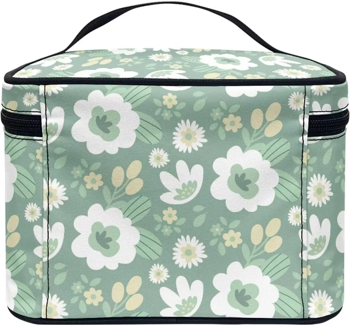 Flashideas Cartoon Flower Cosmetic Bag Makeup Organizer Bag for Travel Can Hold Makeup Brushes Skincare Large Capacity Travel Toiletry Bag with Handle for Jewelry, Lipstick, Cosmetic Box