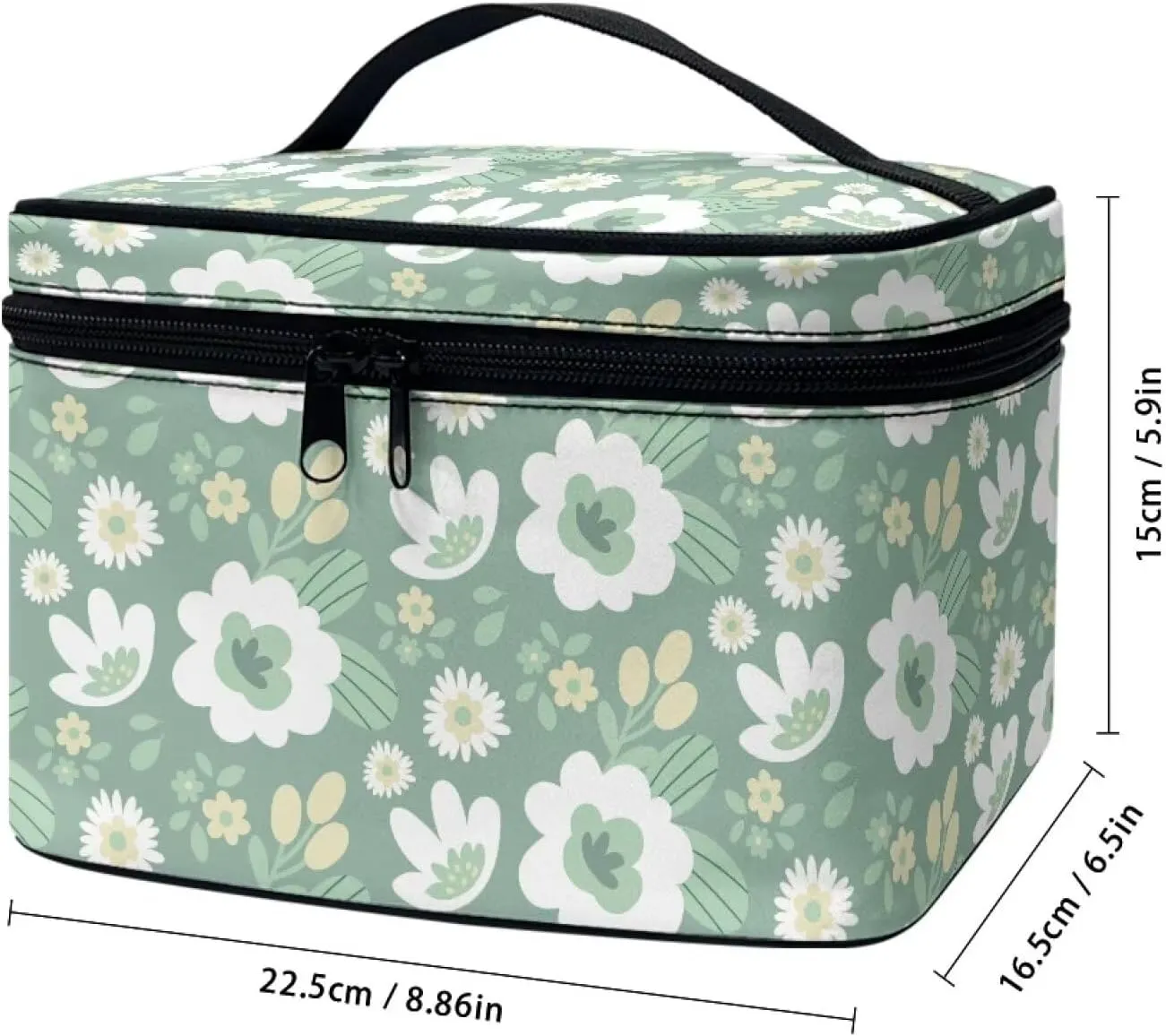 Flashideas Cartoon Flower Cosmetic Bag Makeup Organizer Bag for Travel Can Hold Makeup Brushes Skincare Large Capacity Travel Toiletry Bag with Handle for Jewelry, Lipstick, Cosmetic Box