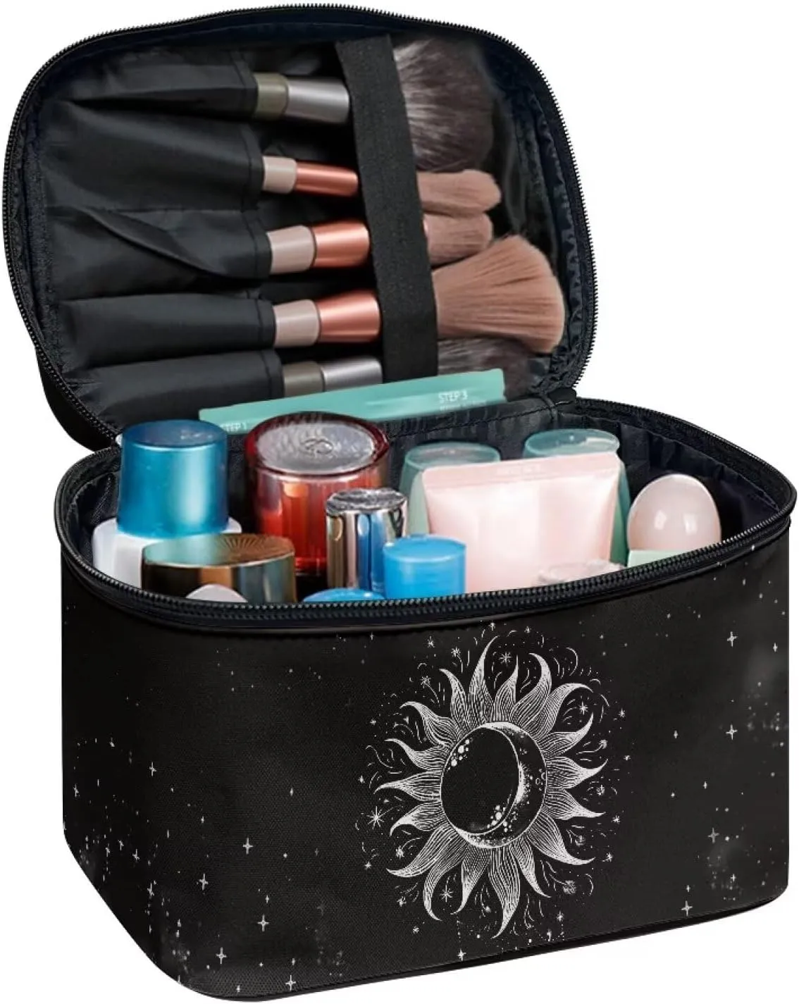 Flashideas Gothic Sun Large Capacity Travel Toiletry Bag Multifunctional Zipper Makeup Organizer Makeup Bag for Purse Toiletry Bag for Skincare Makeup Organizer Bag