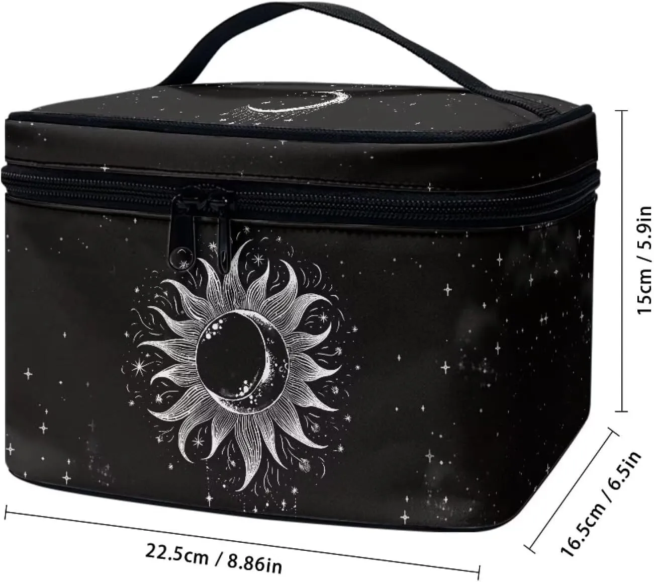 Flashideas Gothic Sun Large Capacity Travel Toiletry Bag Multifunctional Zipper Makeup Organizer Makeup Bag for Purse Toiletry Bag for Skincare Makeup Organizer Bag