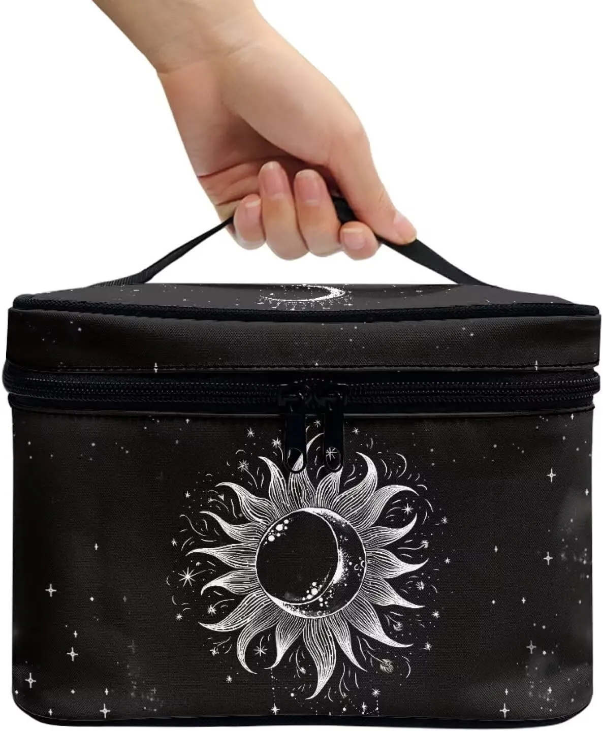 Flashideas Gothic Sun Large Capacity Travel Toiletry Bag Multifunctional Zipper Makeup Organizer Makeup Bag for Purse Toiletry Bag for Skincare Makeup Organizer Bag