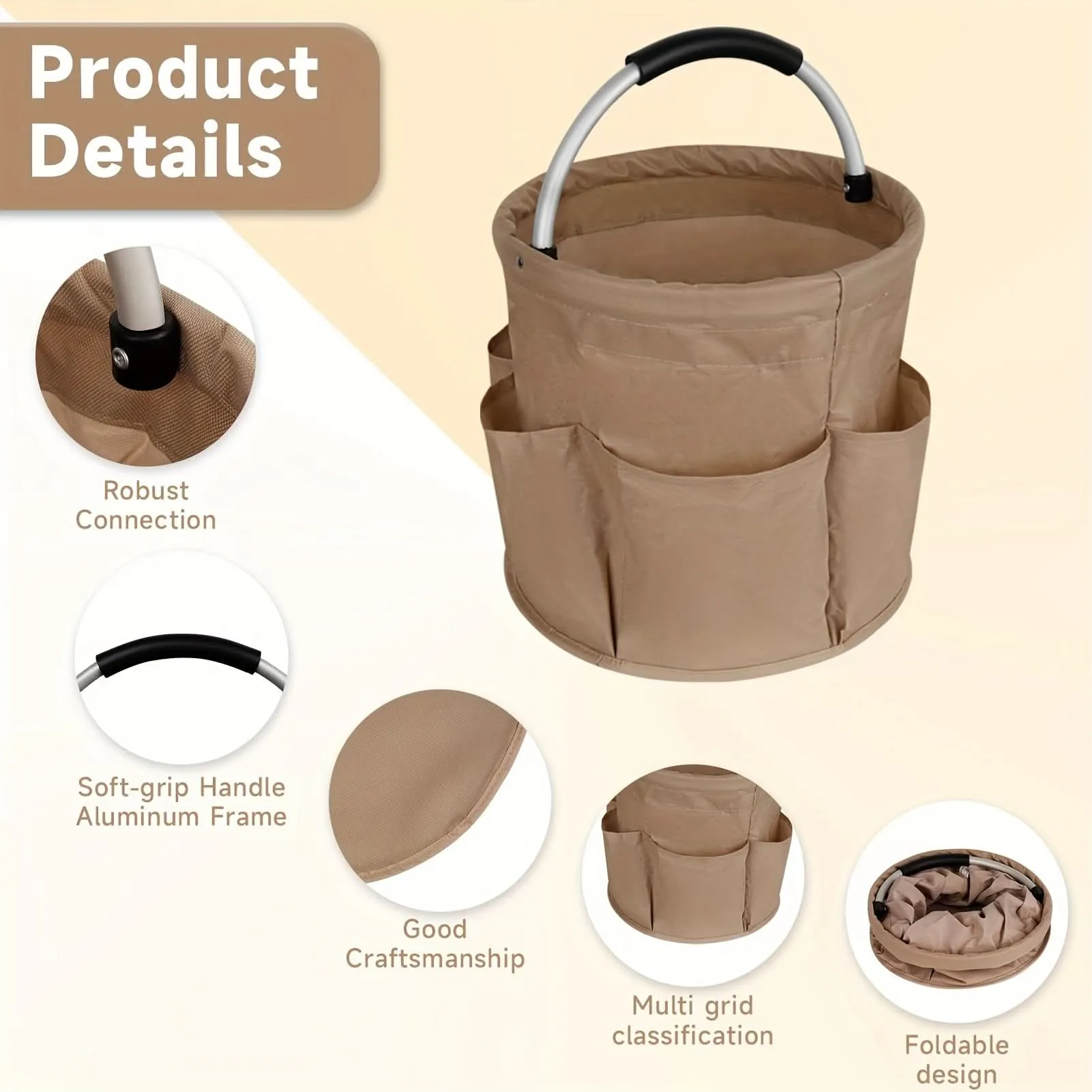 Foldable 6-Compartment Oxford Tool Organizer
