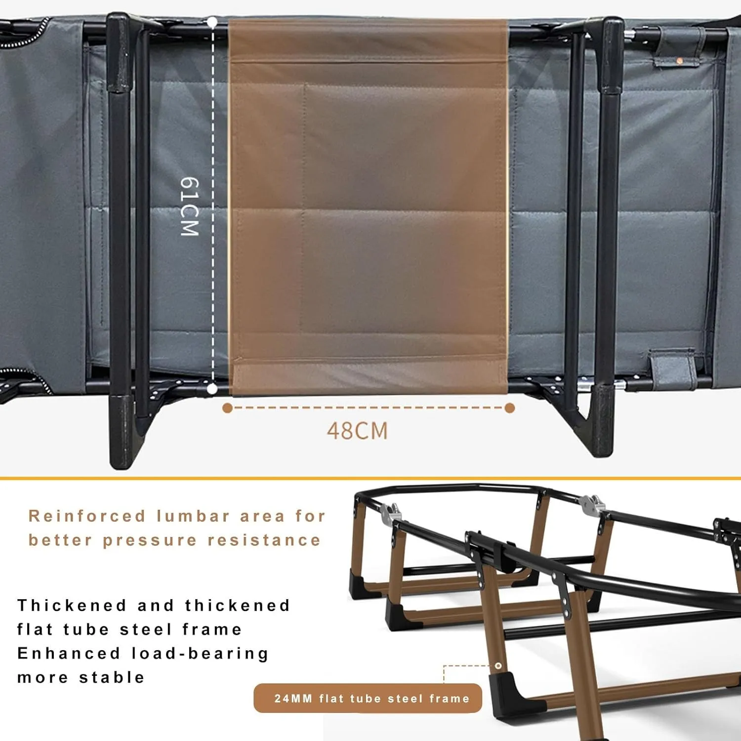 Folding Bed with Pillow, Folding Camping Cot, Sleeping Cots with Reinforced Lumbar, Heavy Duty Guest Bed for Office Nap, Beach Vocation and Home Lounging