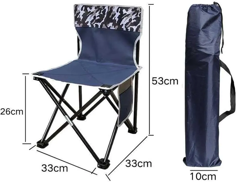 Folding Camping Chair, Heavy Duty Lawn Chair with Storage Pocket, Collapsible Padded Outdoor Arm Chair