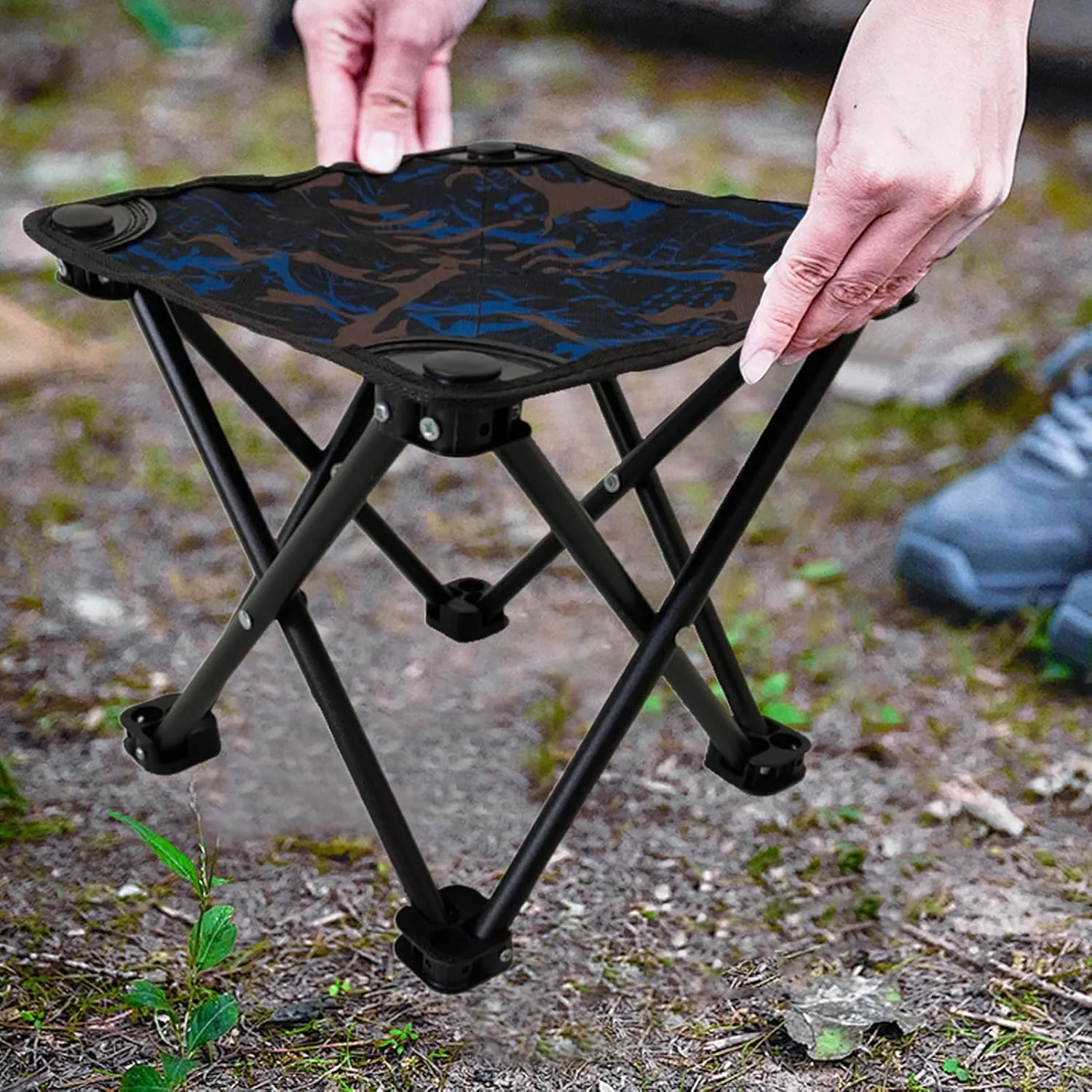 Folding Camping Chair - Heavy Duty Portable Outdoor Stool, Lightweight Folding Seat | Compact Travel Chair with Storage Bag, Comfortable Backrest Support for Hiking Fishing Beach Sports Lawn Trip