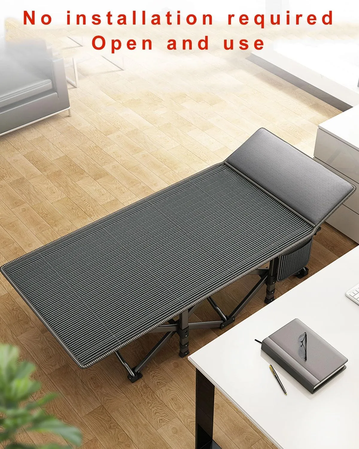 Folding Camping Cot, Heavy Duty Sleeping Cots with Carry Bag, Double Layer 1200D Striped Oxford Cloth Portable Travel Camp Cots for Home, Office Nap and Outdoor