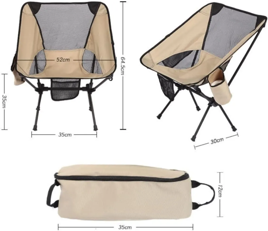 Folding Camping Premium Beige Outdoor Camping Folding Chairs Ultralight Garden Furniture Relaxing Chair Fishing Supplies Chairs Foldable(B)