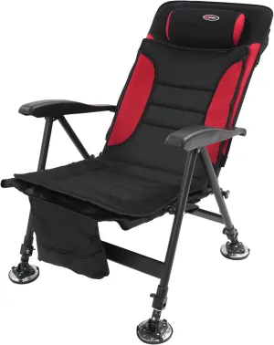 Folding Fishing Chair, 180°Adjustable Backrest/Extending Legs 6 Positions, 440lbs Heavy Duty Support, for Fishing Camping or Leisure, Black