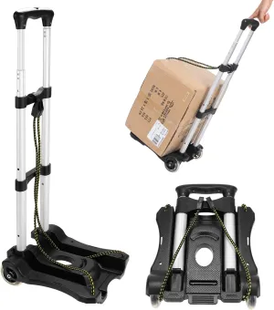 Folding Hand Truck, 80 lbs Heavy Duty Solid Construction Utility Cart Compact and Lightweight for Luggage, Personal, Travel, Auto, Moving and Office Use - Portable Fold Up Dolly