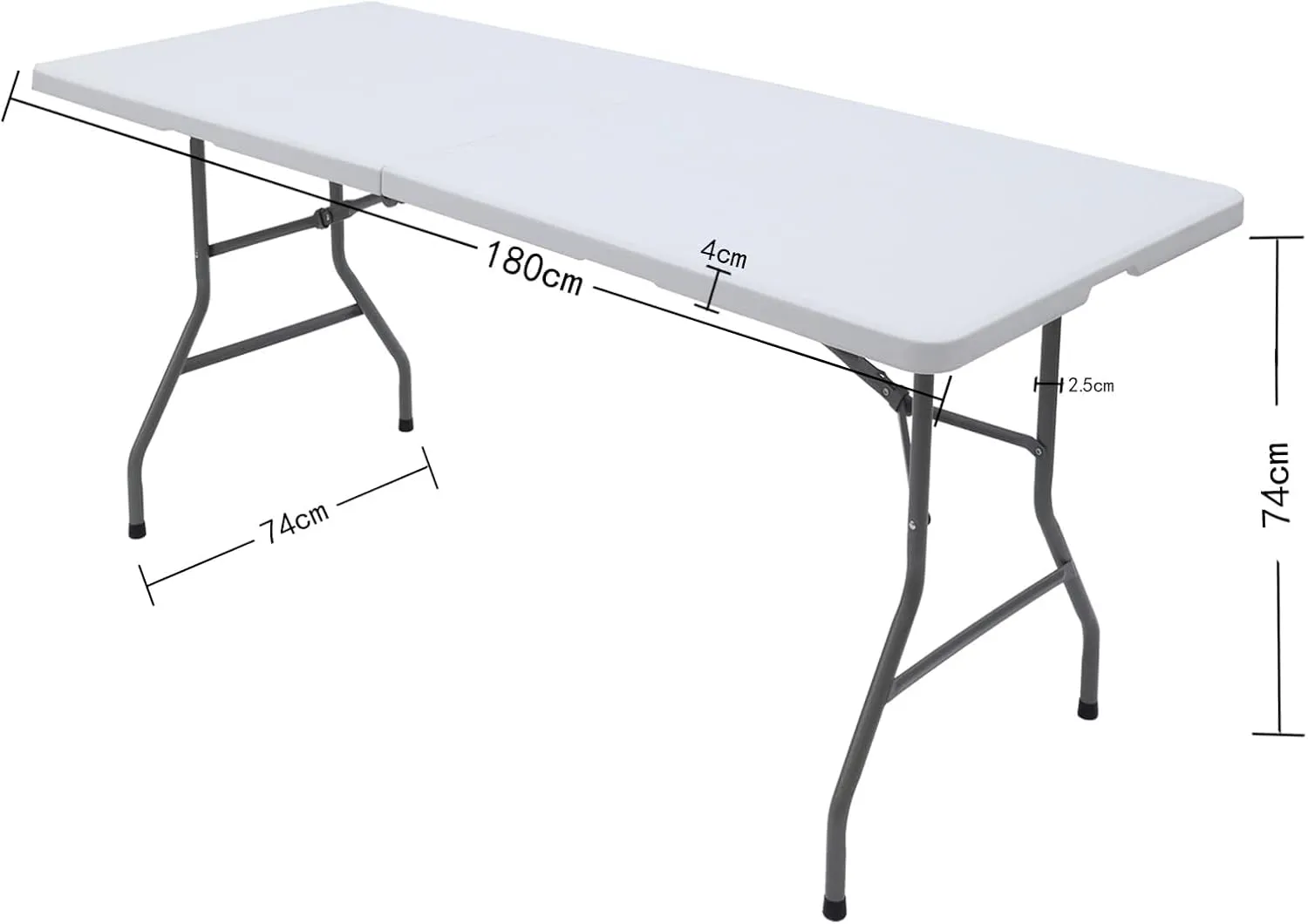 Folding Table 6ft Portable Heavy Duty Plastic Fold-in-Half Utility Picnic Table Plastic Dining Table Indoor Outdoor for Camping White