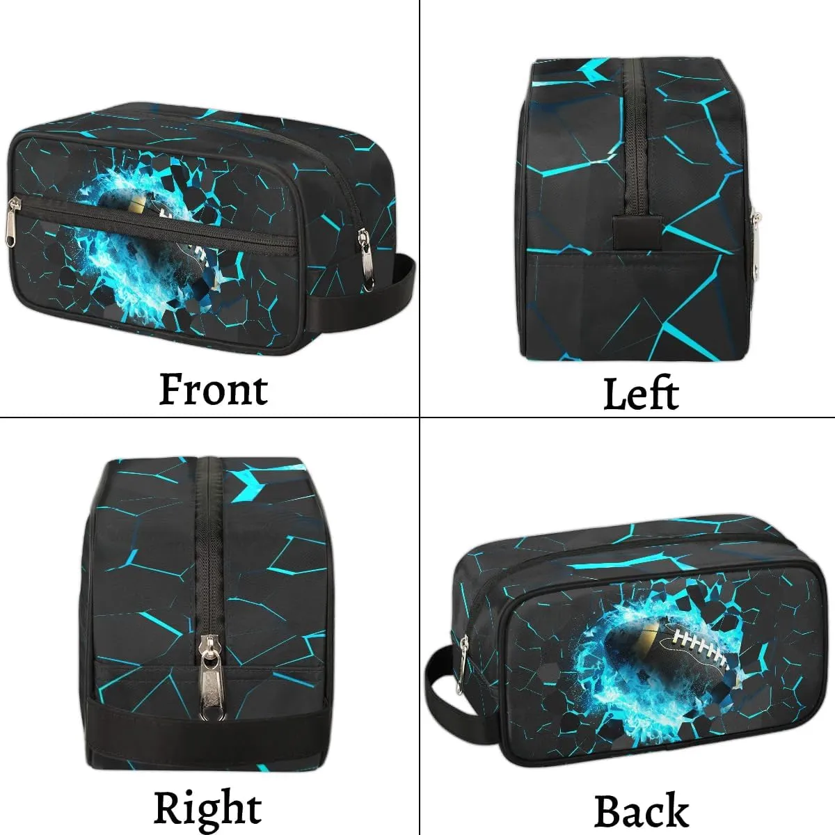 Football Travel Toiletry Bag for Kids, Waterproof Hanging Wash Bag Dopp Kit for Boys Shaving Bag for Toiletries Accessories