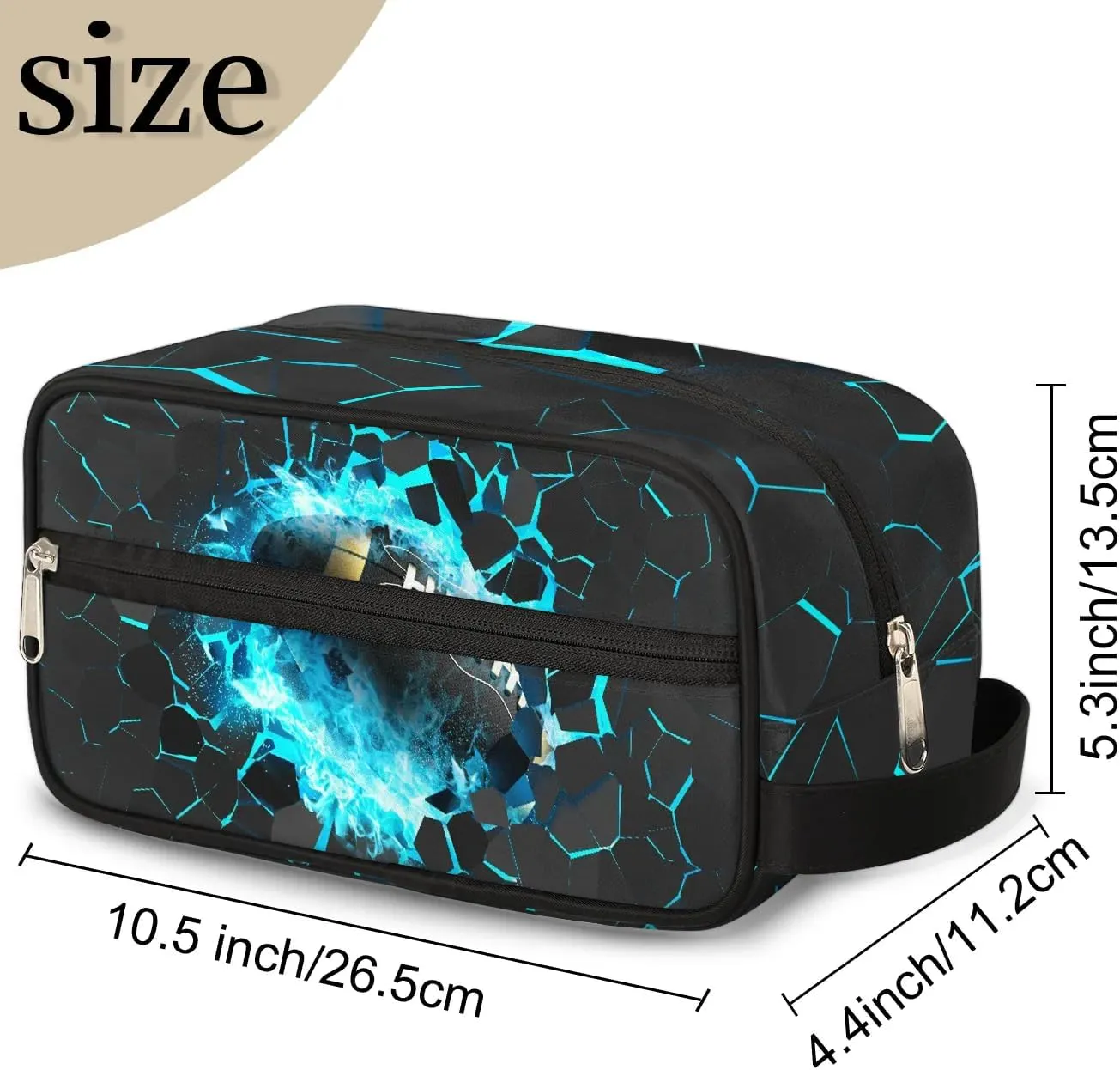 Football Travel Toiletry Bag for Kids, Waterproof Hanging Wash Bag Dopp Kit for Boys Shaving Bag for Toiletries Accessories