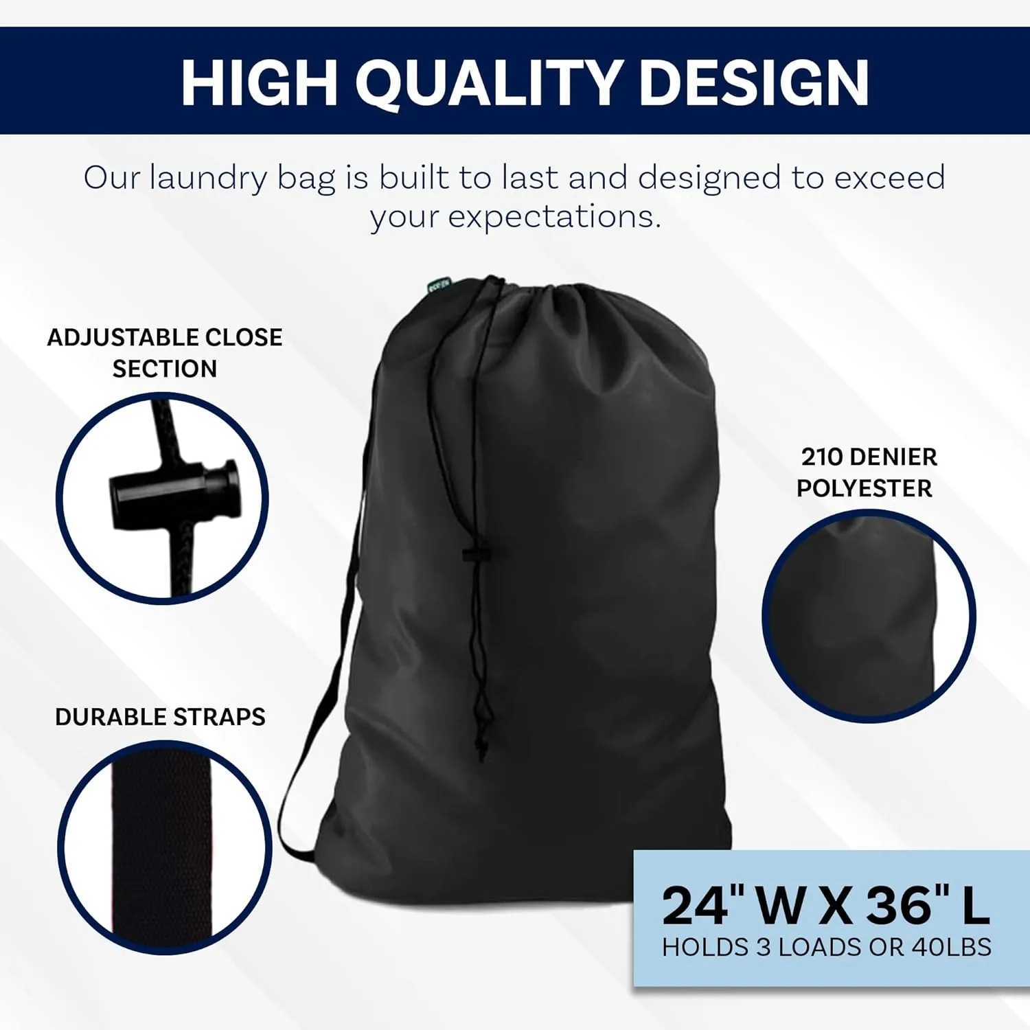 Forest Green Heavy Duty Laundry Bag w/Shoulder Strap by Ultra Essentials, XL 24" X 36" Tear Resistant Utility Bags, Dorm Hamper, Camping Tent, Sports Ball, Clothes, Pool Toys, Yarn Storage