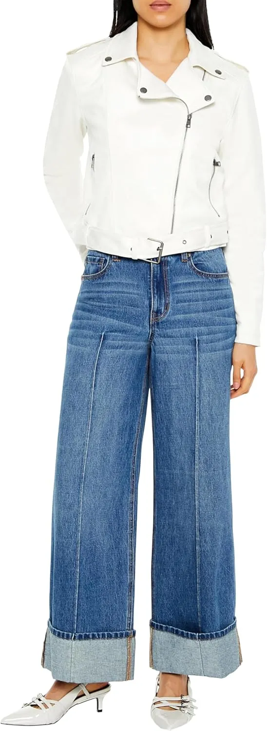 Forever 21 Women's Faux Suede Cropped Moto Jacket