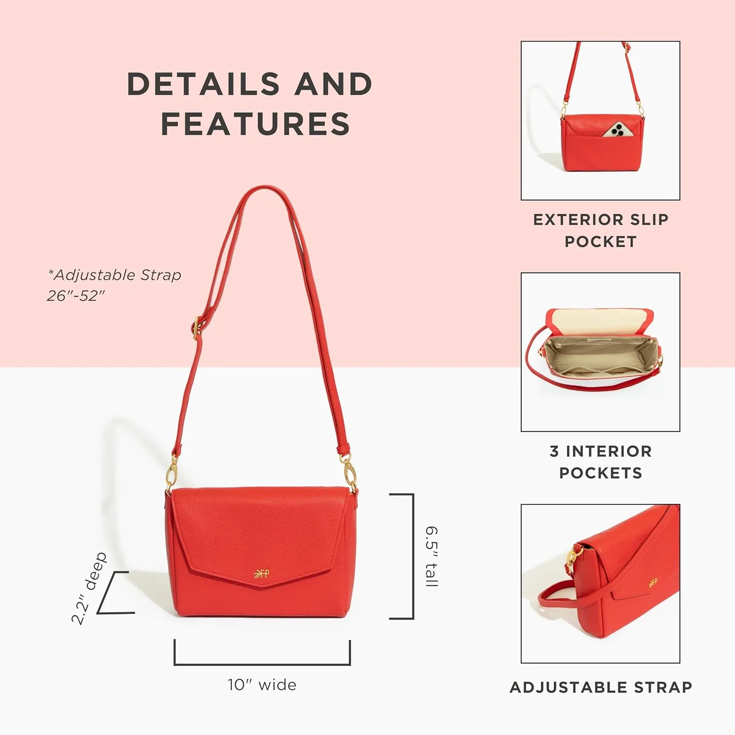 Freshly Picked Classic Crossbody Bag for Women - Stylish Handbag and Crossbody Purse Made with Premium Vegan Leather
