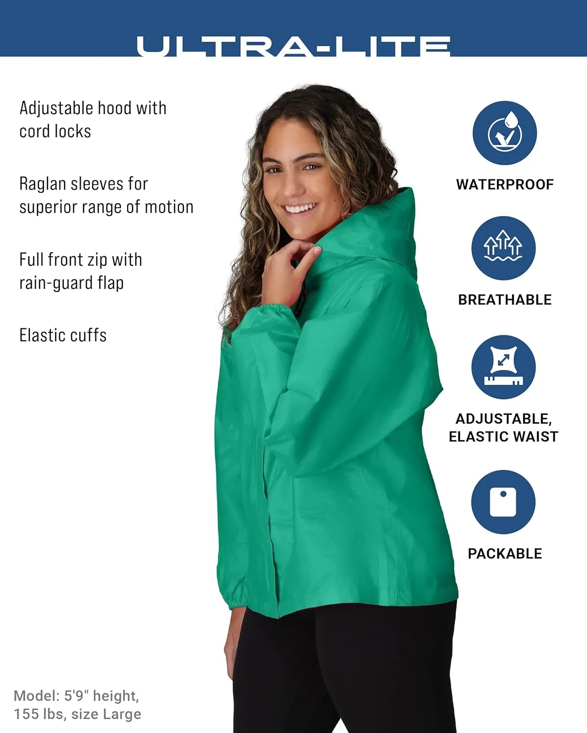 FROGG TOGGS Women's Standard Ultra-Lite2 2-Layer Waterproof Breathable Rain Jacket