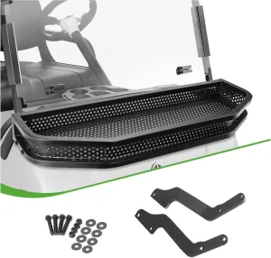Front Cargo Basket for Yamaha G29, Clay Outer Utility with Mounting Brakets for Gas & Electric Golf Carts, Heavy-Duty Steel Drop Mesh Storage Rack