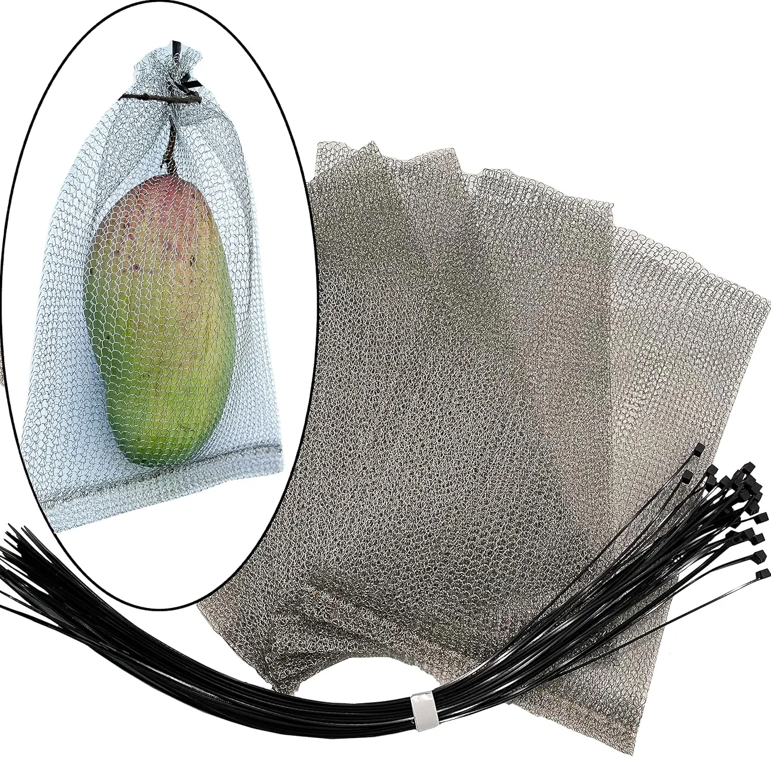 Fruit Protection Wire mesh Bags, QYHDSS8X12, Offers 100% Protection for Fruits, Berries, Roots and Vegetables. Compatible with The Fruit Bagger by QYFIRST