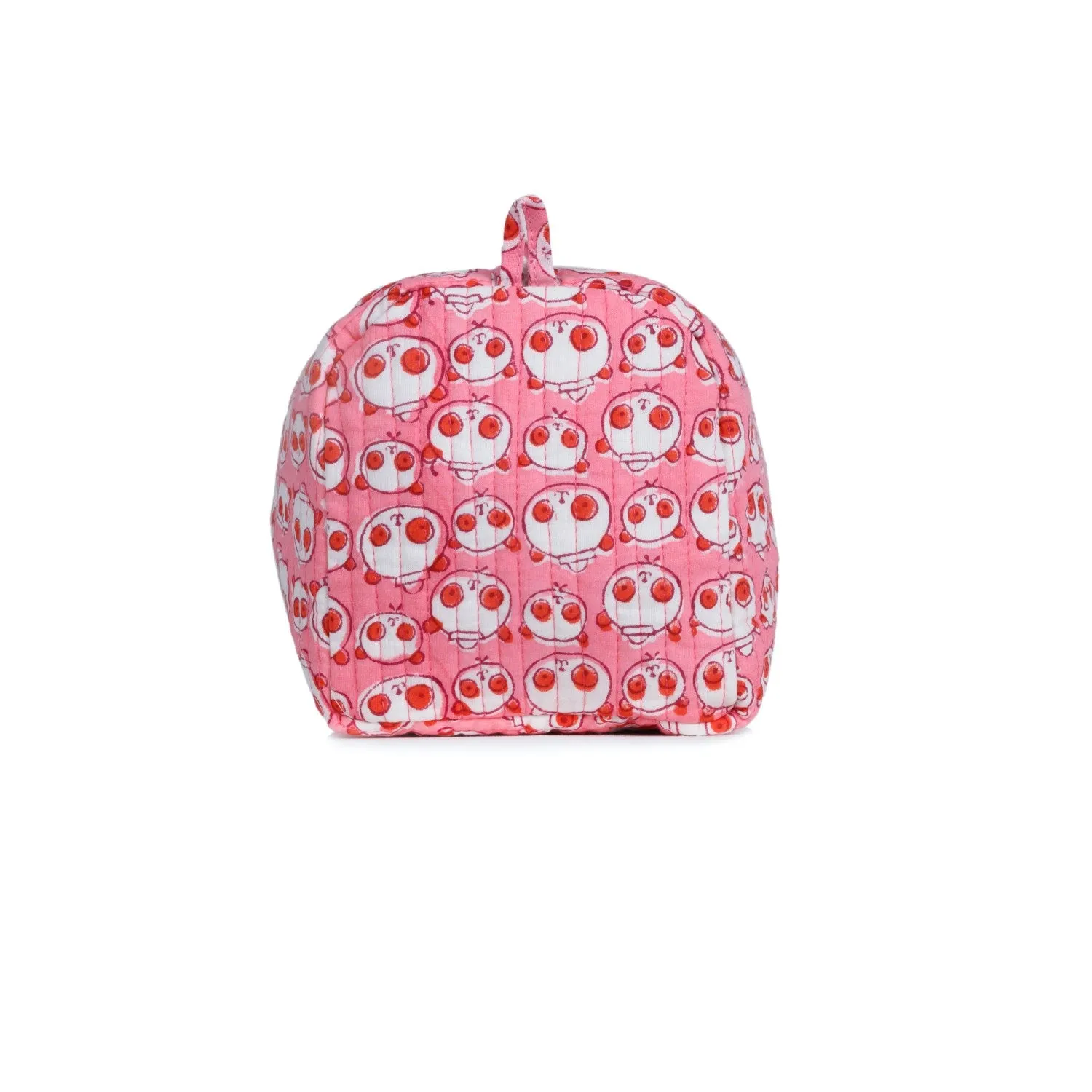 FUCHSIA BEAR QUILTED TOILETRY POUCH